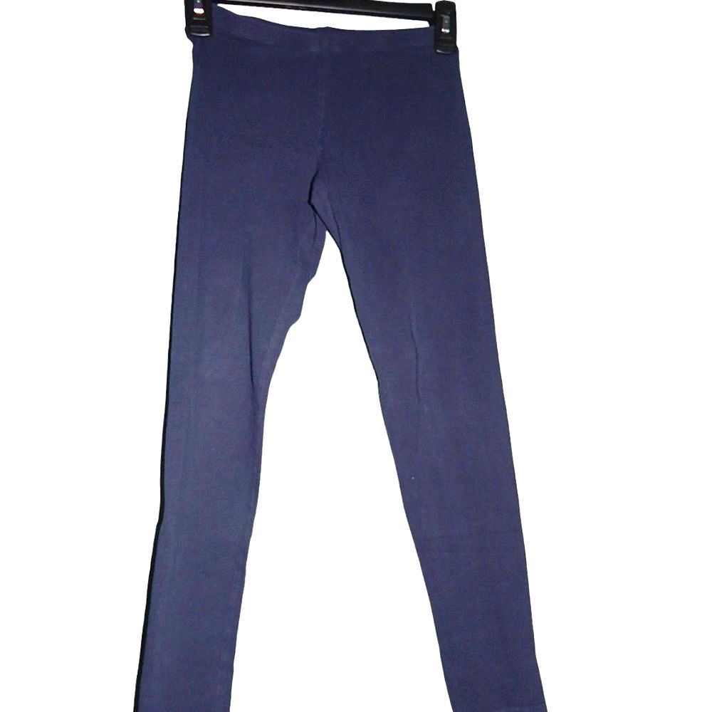 Falls Creek girls large 10/12 vintage solid navy blue full length leggings pants